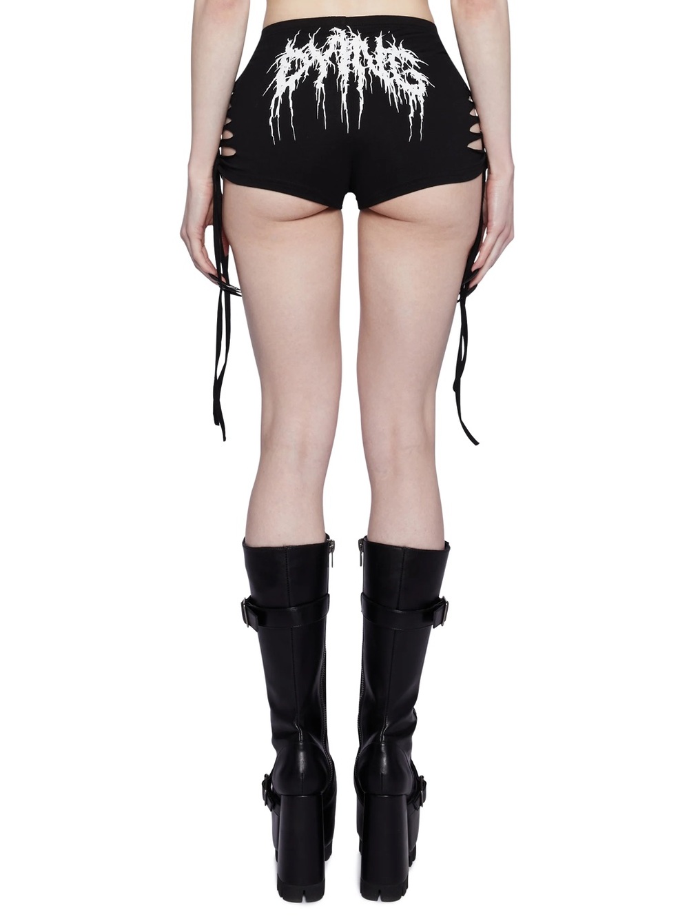 NWT WIDOW Black Lace-Up Booty Shorts